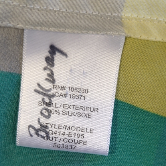 01405 Equipment Plaid Button Down Silk Shirt Yellow Green M preppy Business casu - Picture 5 of 8